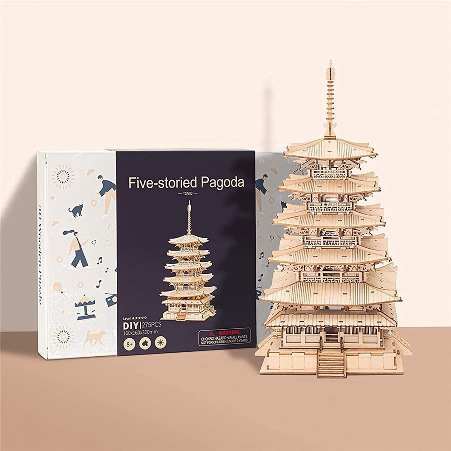Robotime Five‑Storied Pagoda 3D Wooden Puzzle