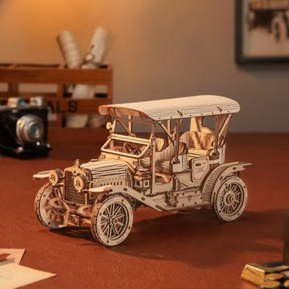 ROKR Vintage Wooden Car — 3D DIY Puzzle Model (MC801)