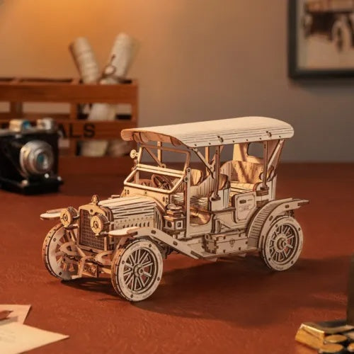 ROKR Vintage Wooden Car — 3D DIY Puzzle Model (MC801)