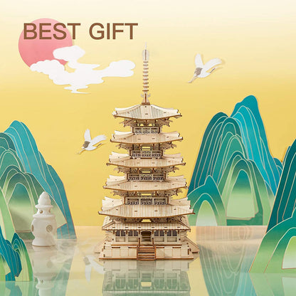 Robotime Five‑Storied Pagoda 3D Wooden Puzzle